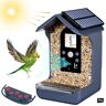 Bozily Vogelvoederhuis met 1080p HD-camera, tuinhuisje, vogelhuisje, camera met zonne-energie opladen, automatische video/foto-opname van vogels, voederstations voor wilde vogels met micro 32 GB