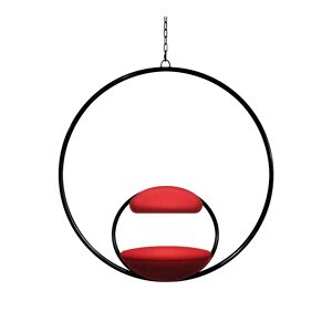 Lee Broom Hanging Hoop Chair, Mattsvart, Kvadrat Divina 3 Red - 100% Ull