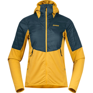 Bergans Women's Senja Midlayer Hood Jacket Light Golden Yellow/Orion Blue S, Light Golden Yellow/Orion Blue