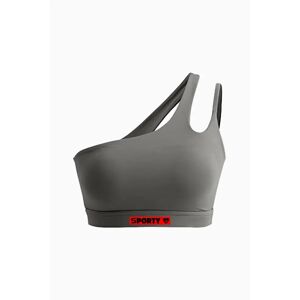 Sporty One-Shoulder Sports Bra - Grey - S