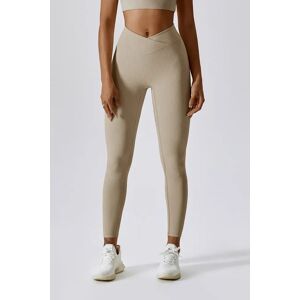 Ribbed Crossover Tights - Beige - S