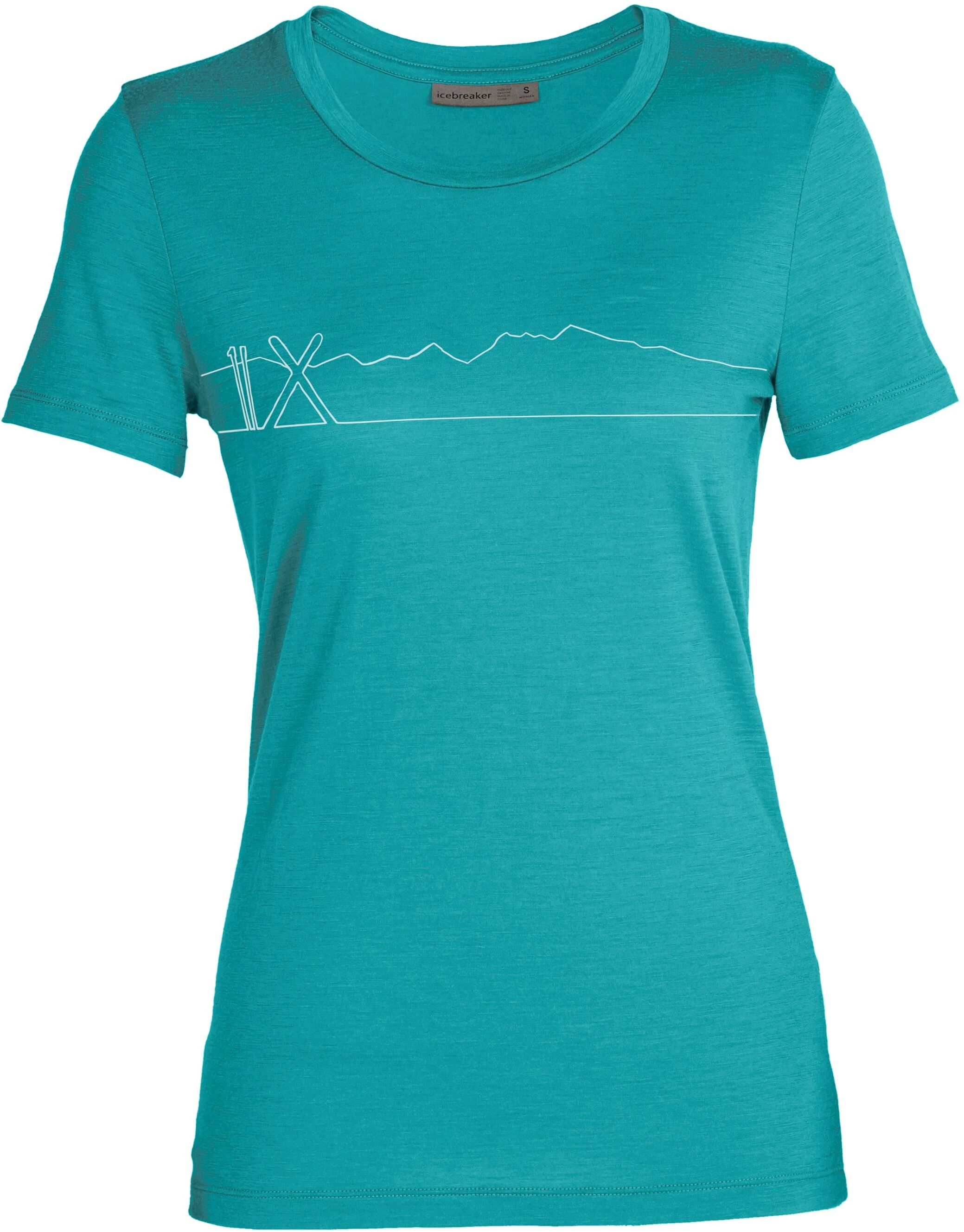 Icebreaker Tech Lite II SS Tee Single Line Ski, t-skjorte i ull dame Arctic Teal 56FS4361 S 2021