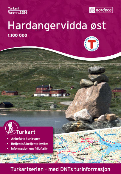 Nordeca Hardangervidda Øst DNT 1:100 000 turkart i plast  2018
