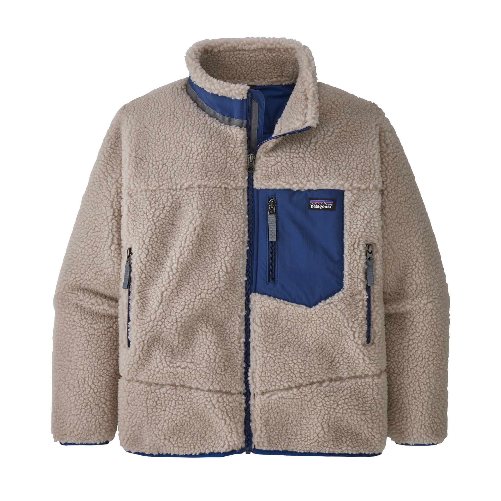 Patagonia Retro-X Jacket, fleecejakke barn Natural w/Superior Blue 65625 M (10 år) 2021