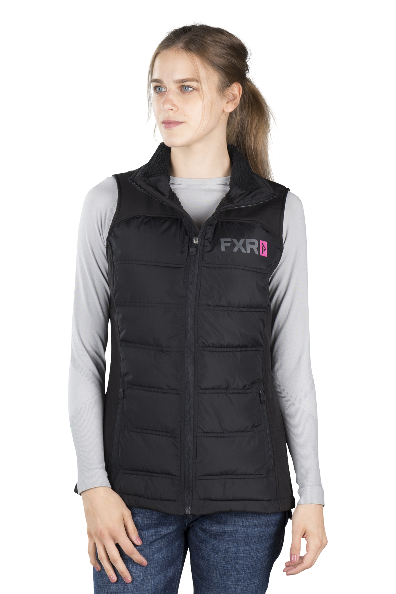 FXR Vest FXR Podium Hybrid Down Dame Svart-Rosa