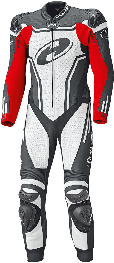 Held Rush One Piece Motorcycle Leather Suit Ett stykke Motorsykkel skinn Dress 50 Svart Hvit Rød