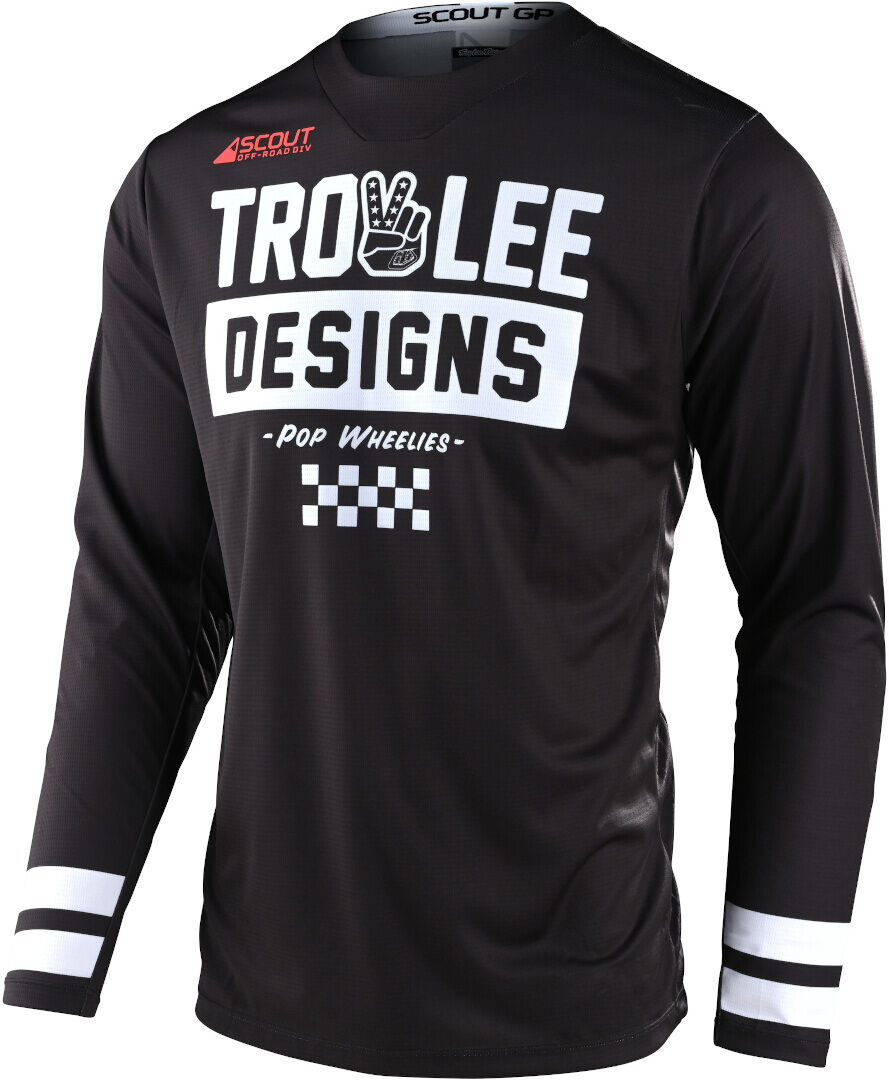 Troy Lee Designs Scout GP Peace & Wheelies Motocross Jersey Motocross-trøyen S Svart Hvit