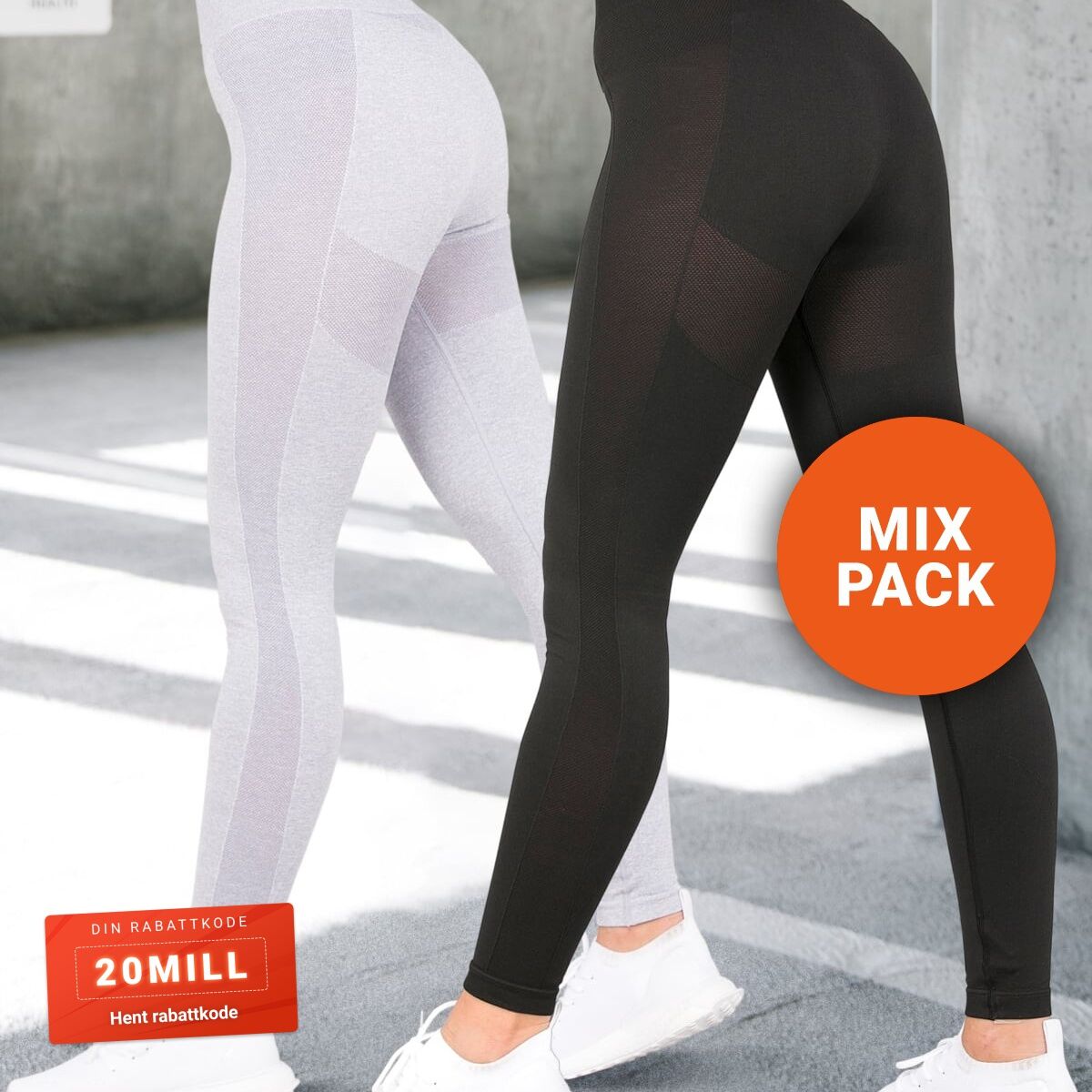 BumPro Tights Power Up! Grey Melange & Black (2-Mixpack)