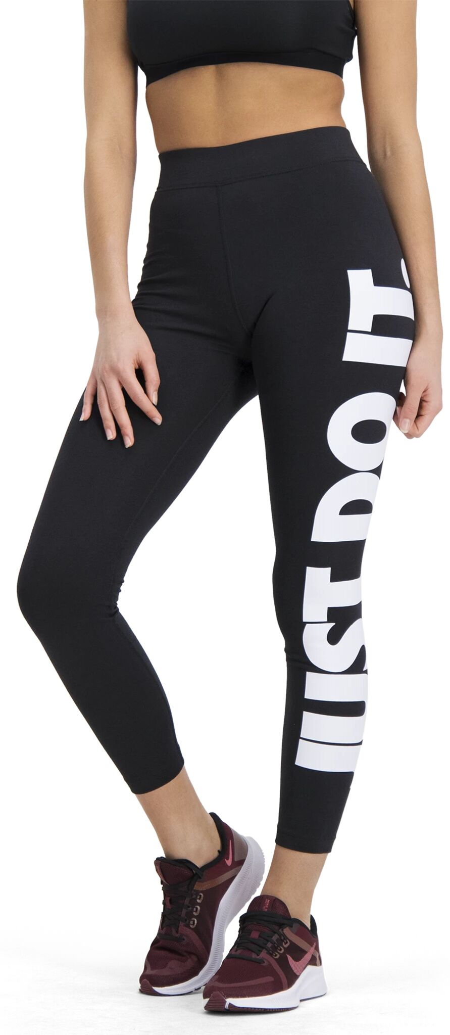 Nike Essential High Waisted Leggings, dame L BLACK/WHITE