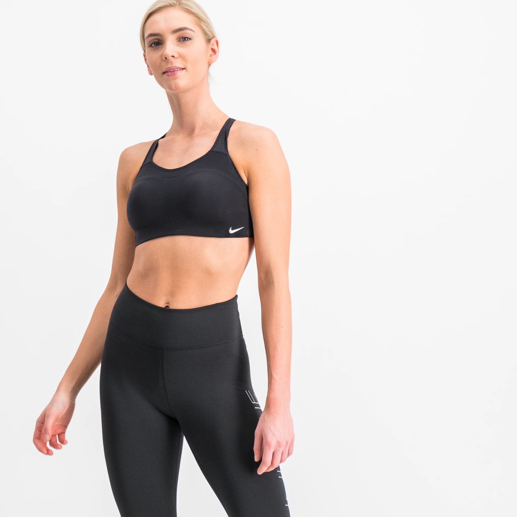 Nike Alpha Bra, sports-bh dame XS (A-C) BLACK/WHITE