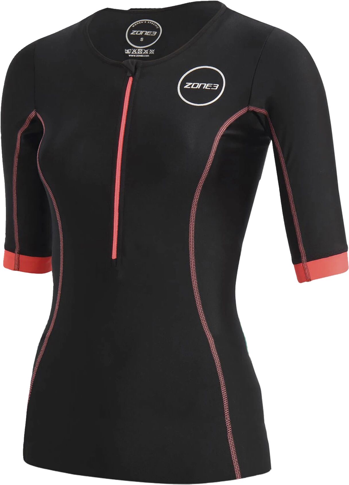 Zone3 Tri top Short sleeve, kortermet triatlontopp dame M Black/Coral