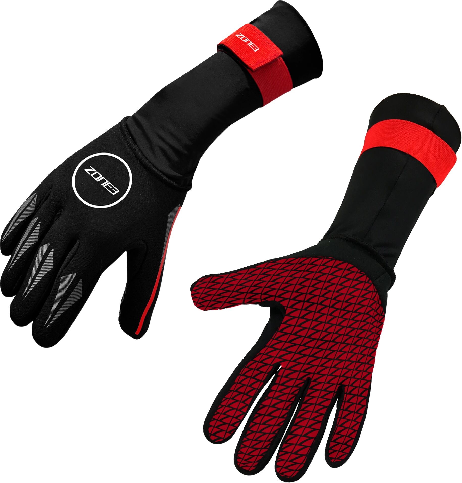 Zone3 Neoprene Swim Gloves, svømmehansker unisex L BLACK/RED