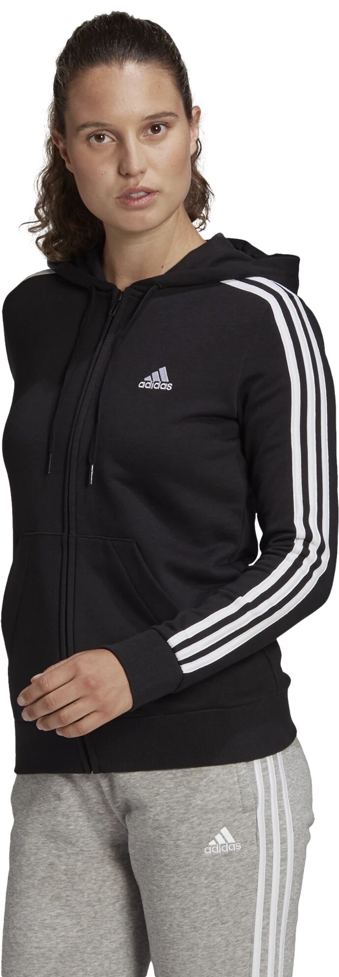 adidas Essential Full Zip Hoodie, hettejakke dame S BLACK/WHITE