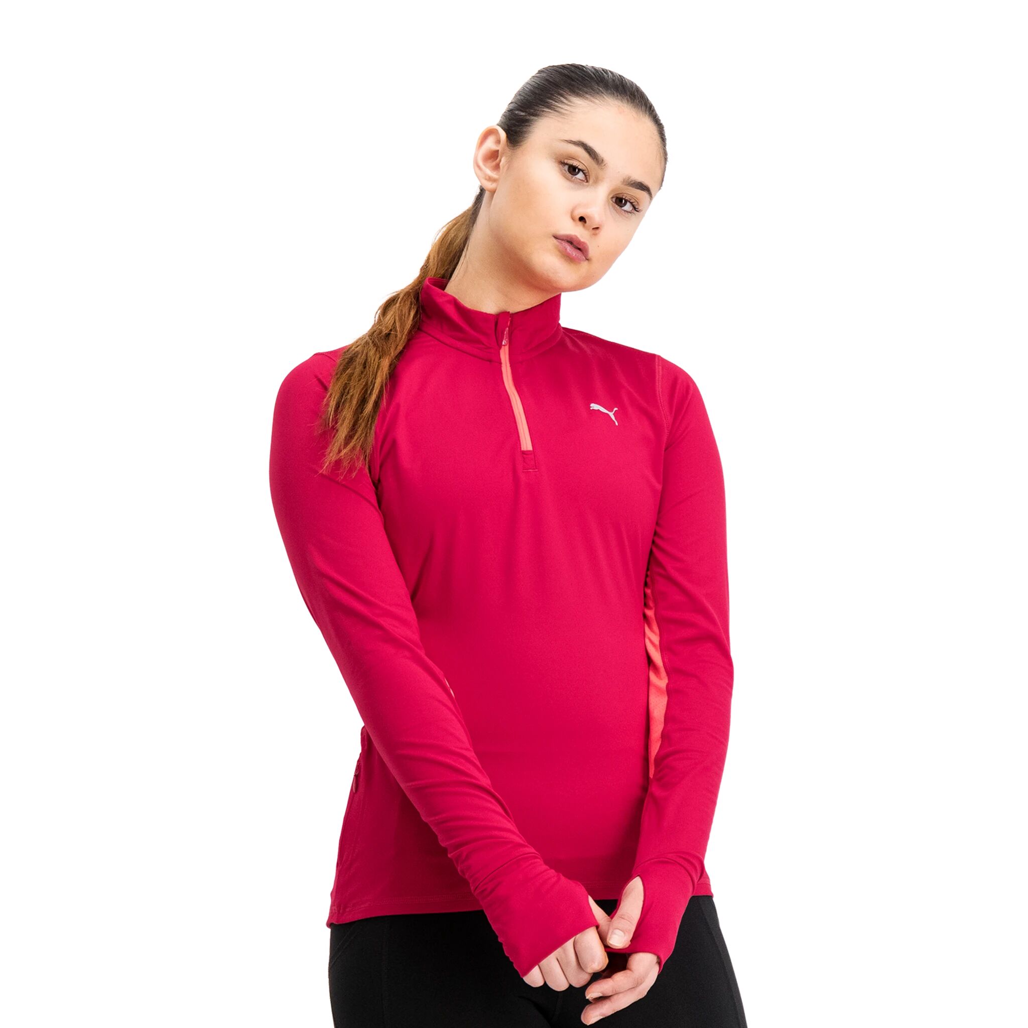 Puma Run Favorite 1/4 Zip W M Persian Red-sunblaze