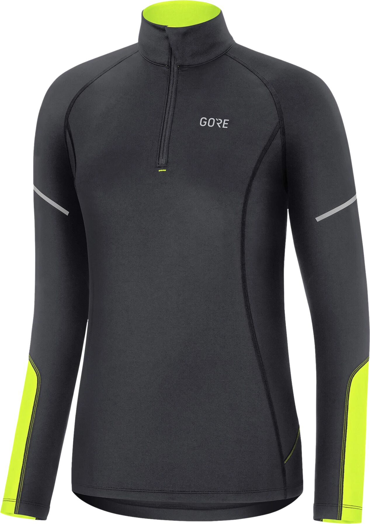 GORE Wear M Mid LS Zip Shirt Wmn, løpetrøye dame 42 black/neon yellow