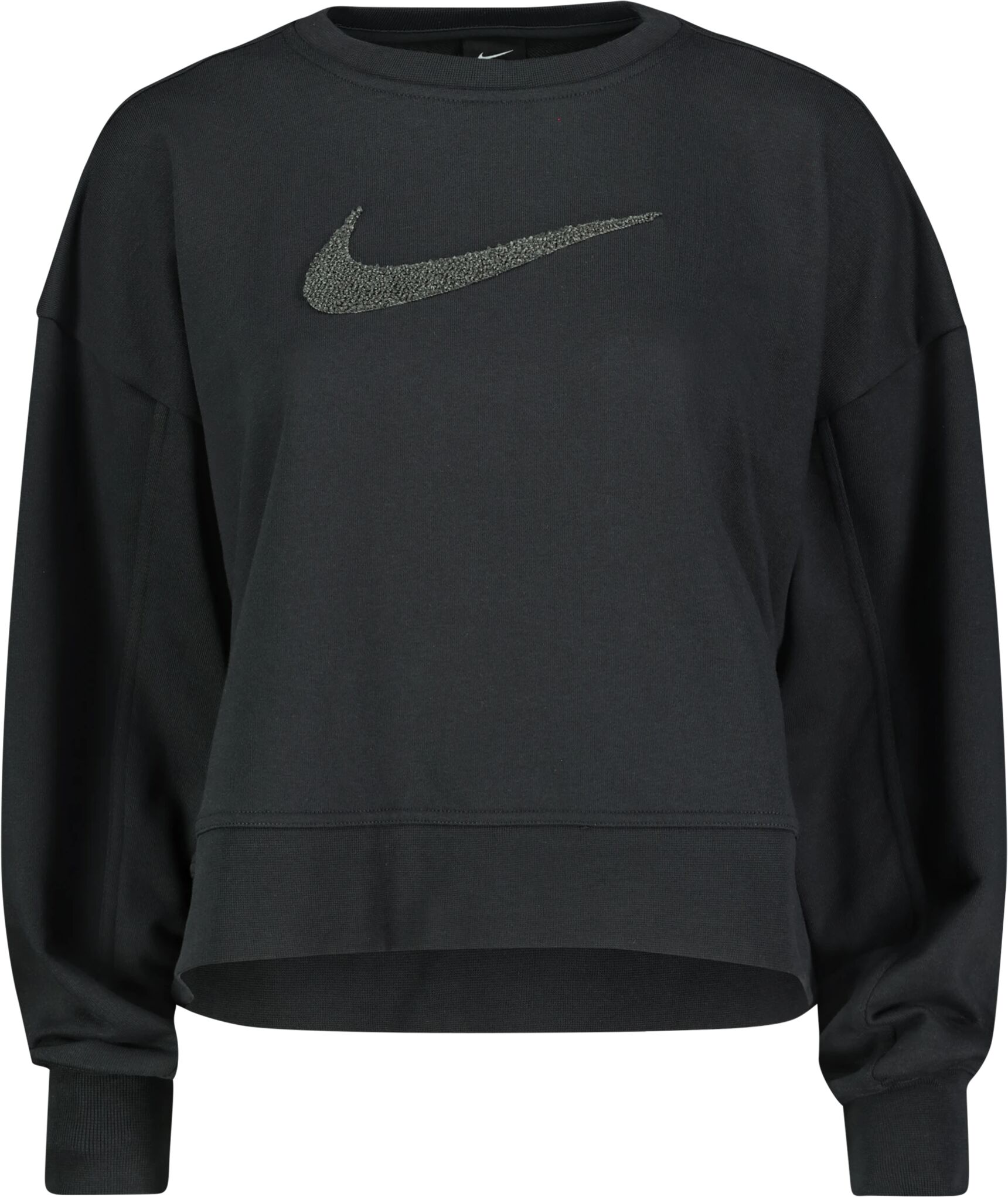 Nike Get Fit Crew, collegegenser dame XL Black/dk Smoke Grey