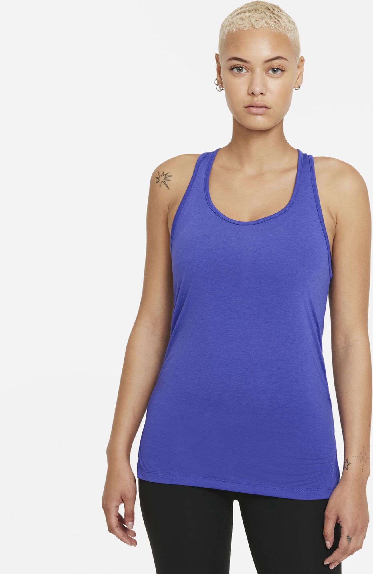 Nike W NIKE YOGA LAYER TANK, singlet dame L Lapis/sapphire