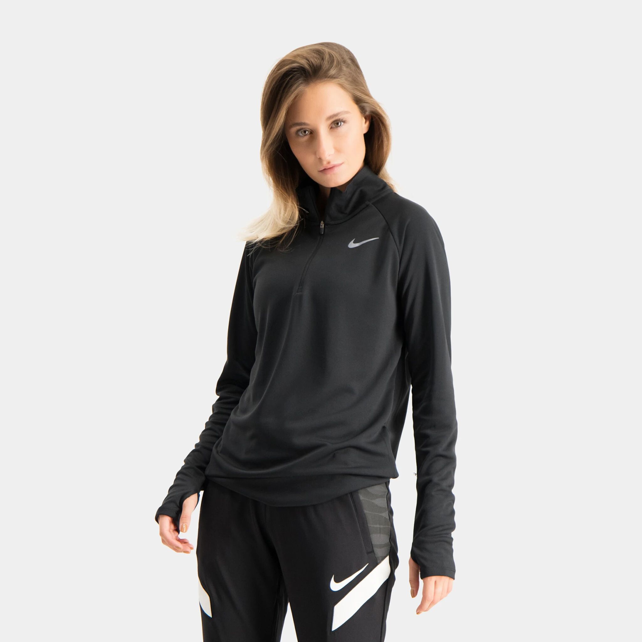Nike Pacer Half Zip, treningsgenser dame M BLACK/REFLECTIVE SIL