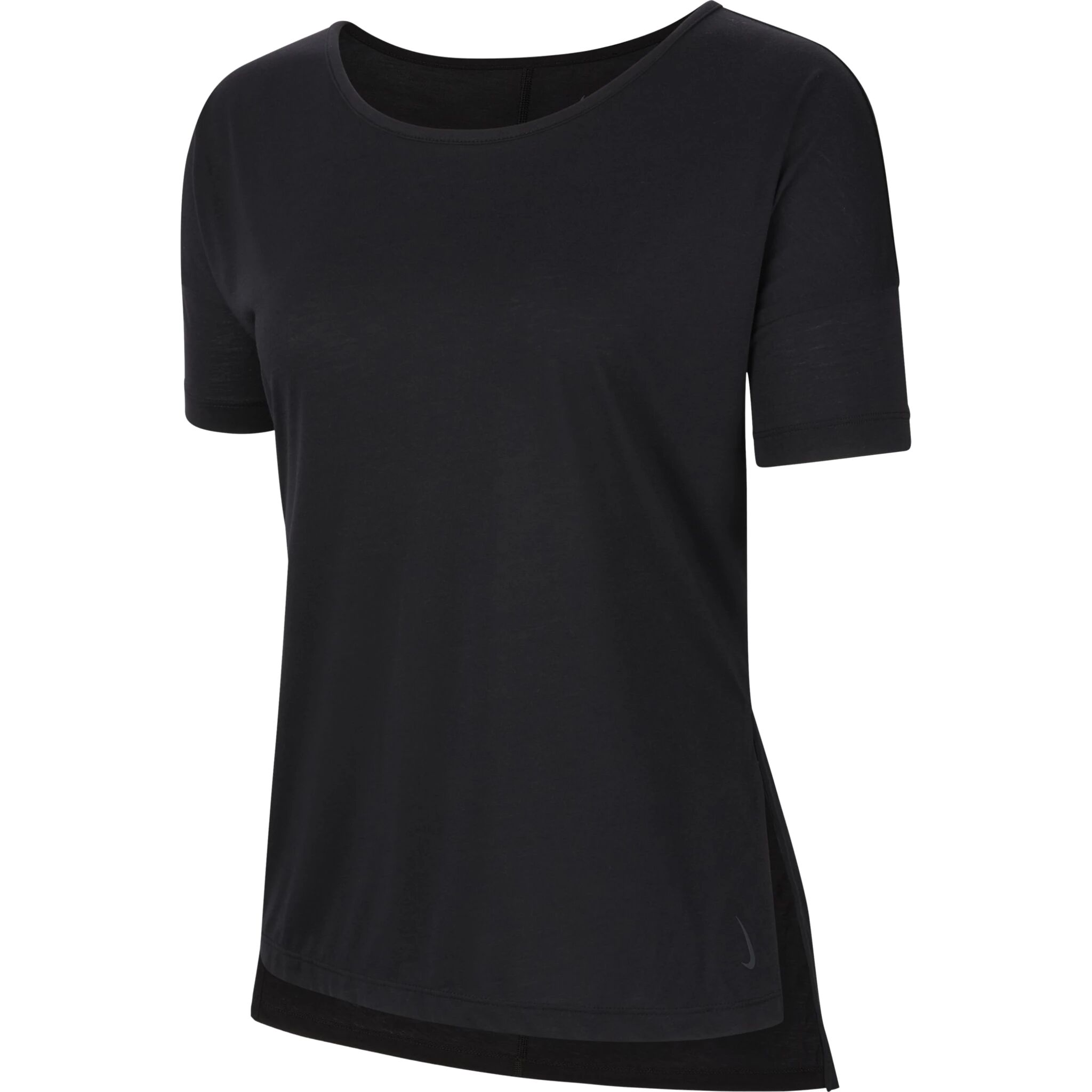 Nike Yoga Top, t-skjorte dame XS Black/dk Smoke Grey