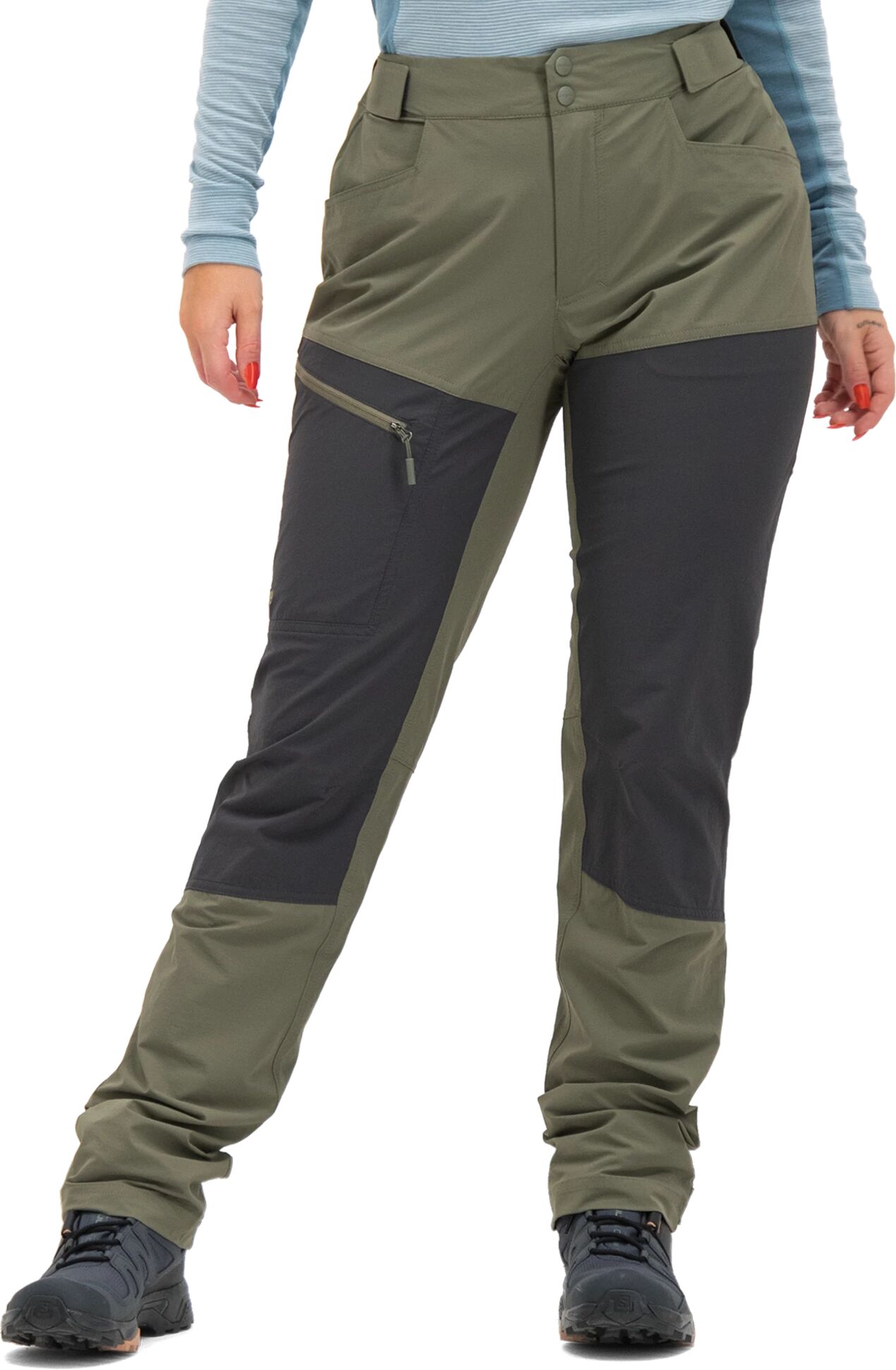 Bergans Romsdal Mtn Softshell W Pants, softshellbukse dame M Green Mud/solid Char