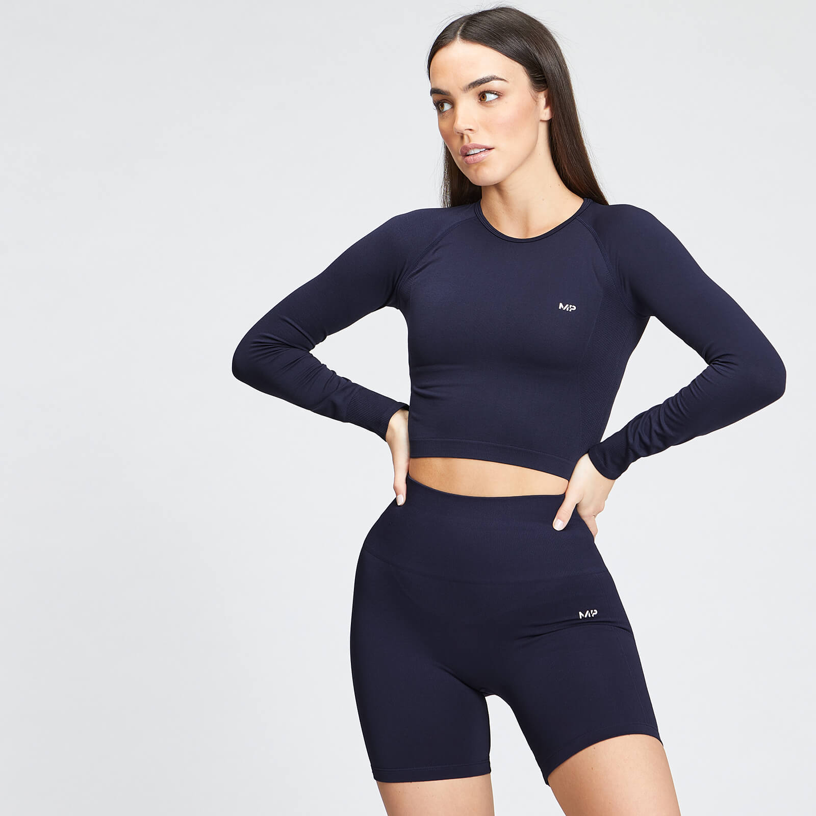 MP Dámsky Shape Seamless Dlhý Crop Top - Tmavomodrý - XL