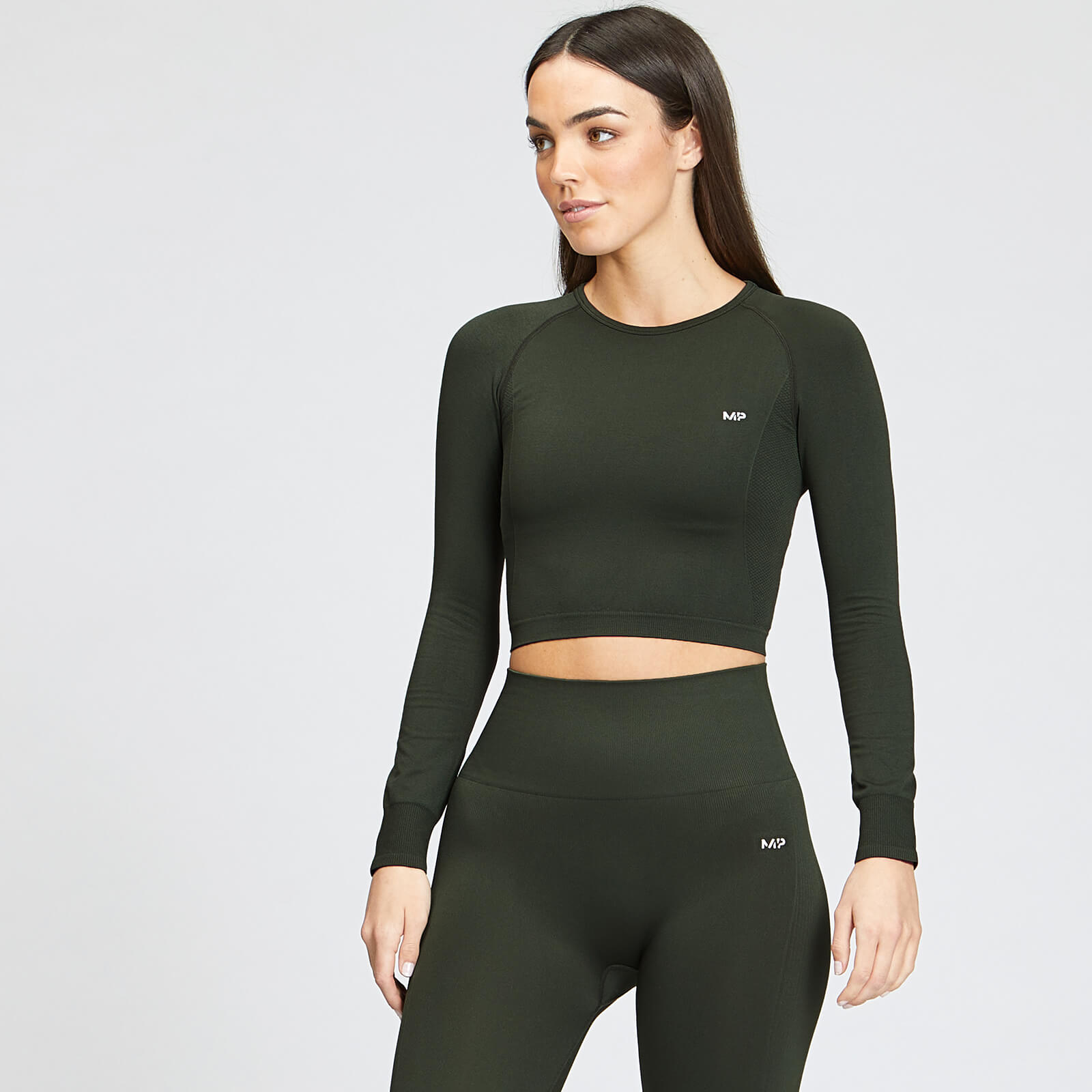 MP Dámsky Shape Seamless Dlhý Crop Top - Zelený - XS