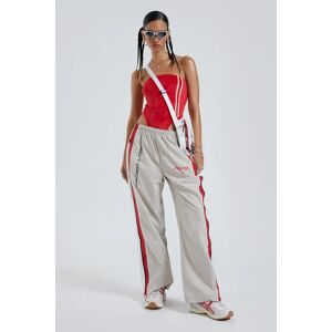 Red & Almond Oversized Track Pants   Jaded London - S / Grey
