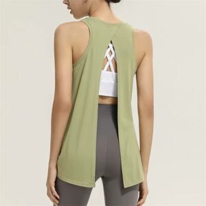 ArmadaDeals Loose Fitness Running Blouse Women's Summer Yoga Backless Sleeveless Sports Vest, Dark Green / S