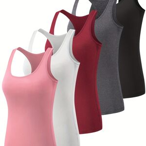 Temu Telaleo 5 Workout Tank Tops For Women, Athletic Racerback Sports Tank Tops, Compression Sleeveless Shirts, Order 1 Size Up For Perfect Fit Mixed Color XS(2)