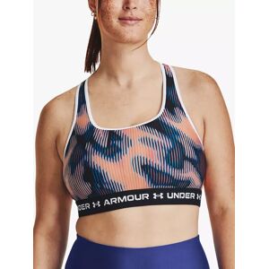 Under Armour ArmourÂ® Mid Crossback Printed Sports Bra - Peach/Coral/White - Female - Size: XS