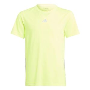 adidas Unisex AEROREADY 3-Stripes T-Shirt (Short Sleeve), Lucid Lemon/Reflective Silver, 15-16 Years