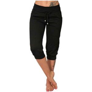 Zeiayuas Womens Joggers Tracksuit Bottoms Sports Sweatpants Cropped Trousers Loose Casual Pull On Running Jogging Bottoms Cotton Straight Leg Elastic Waish Loose Gym Solid Pants with Pockets Black