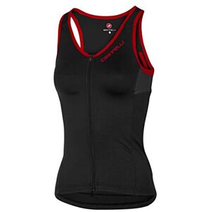 CASTELLI Women's SOLARE TOP Full Coverage Running, Workout, woweny, Zipper Support, Sports Bra Zip Front high Impact, Black/Red, S