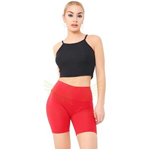 Crazy Chick&#174; Women's Cotton Cycling Shorts - Ladies Yoga Gym Workout Running Cycling Sports Shorts Stretchy 1/2 Length Over-Knee Legging Plus Size 8-30 (Red, 22)