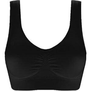 Paylesshub Seamless Sports Bra for Women, Comfort Wirefree Workout Yoga Bras, Sleep Bras for Girls, Ultra Thin Full Cup Crop Tops Shapewear Stretchable Bras (UK, Alpha, XL, Regular, Regular, Black)