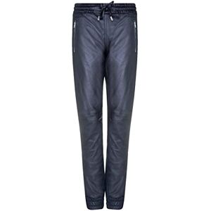 Women's Real Leather Trousers Joggers Nappa Track Sweat Pants 14 Black