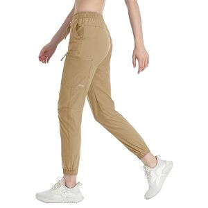 MAGCOMSEN Women's Gym Joggers Trousers Summer Soft Shell Pants Breathable Jogging Trousers Khaki