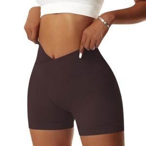 Vertvie Seamless Workout Shorts for Women V High Waist Gym Biker Shorts Tummy Control Booty Yoga Running Butt Lift Cycling Shorts Dark Brown XL