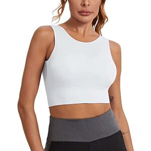 Sports Bra Women V Neck Open Back Women UA Crossback Mid Bra Y-Back Longline Sport Bra Yoga Bra Top Padded Yoga Bra Seamless Running Bra for Gym Daily Wear White