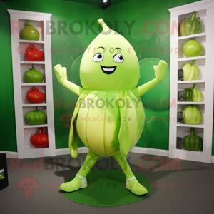 REDBROKOLY Lime Green Beet mascot costume character dressed with a Yoga Pants and Belts