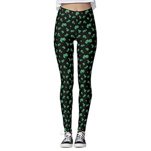 St. Patrick's Day Leggings Women Green Clover Print High Waist Yoga Pants Irish Shamrocks Graphic Stretchy Sports Tights Ladies Full Length Slim Trousers Plus Size Running Workout Sport Tights Outfits