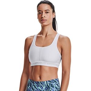 Under Armour Women UA Crossback Mid Bra, Comfortable and Long-Wearing Sports Bra for Women, Running Bra with Removable Cups White