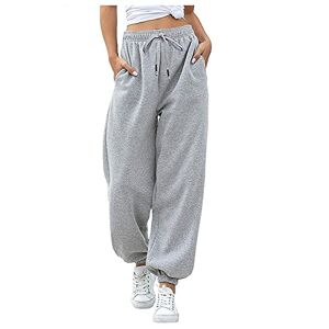 DianD Womens Joggers Cotton Straight Leg Sweatpants Running Jogging Bottom Drawstring Waish Loose Sports Gym Trousers Tracksuit Bottoms with Pockets Gray