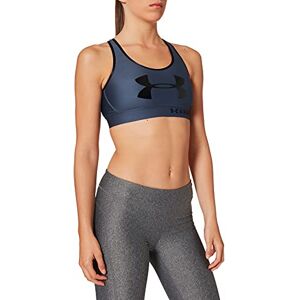 Under Armour Women Armour Mid Keyhole Graphic Sport Bra - Downpour Gray/Black/ (044), X-Small