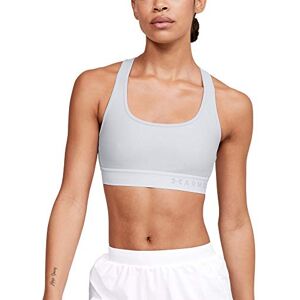 Under Armour Mid Crossback Compression Sports Bra Light and Breathable High Support Sports Bra, Modern Running Bra for Women - Halo Gray/White/Halo Gray (014), X-Small