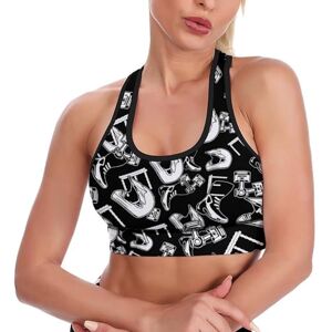 Rivngjdeh05687 Motocross Love Breathable Sports Bras for Women Wirefree Workout Yoga Vest Underwear Racerback Crop Tank Top 2XL