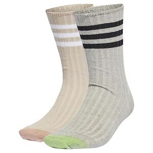 adidas Unisex Comfort 2 Pairs Crew Socks, medium grey heather/wonder beige/black/white, XS