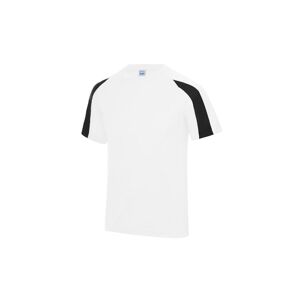 AWDis Just Cool Kids Unisex Contrast Plain Sports T-Shirt Arctic White/Jet Black 12-13
