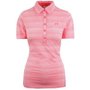 Under Armour Zinger Golf Fitted Polo Shirt Womens Striped Pink Top 1272340 819 - Size Medium