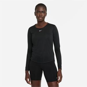 Nike Dri FIT One Womens Standard Fit Long Sleeve Top Black / White XS female